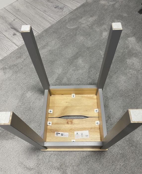 Taburet/scaun lemn Ikea, Hauga, gri, NOU, 32x32xh45