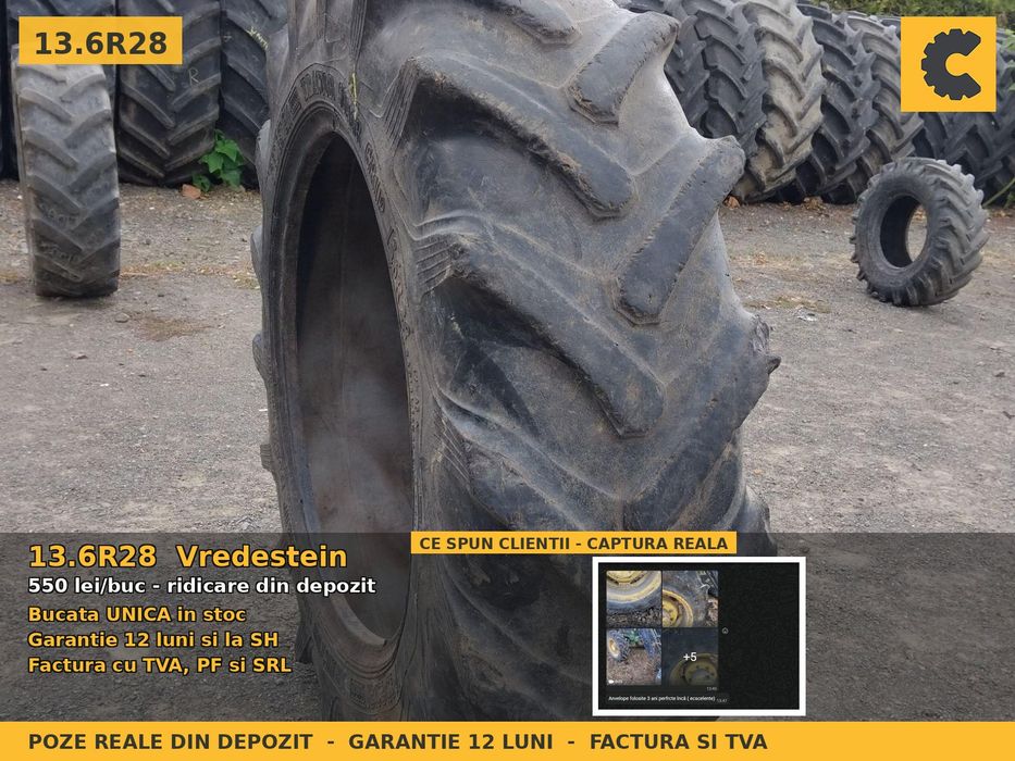 Anvelope Cauciucuri 13.6R28 13.6 R28 13.6-28 340/85R28 13628 Vredestein Tractor Punte Spate Utilaje Agricole SH Second Hand GARANTIE Garantie 1 An