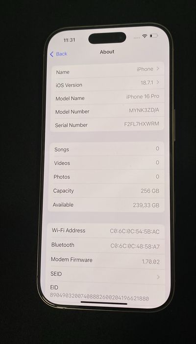 Apple iPhone 16 Pro 257Gb id-XXL3199