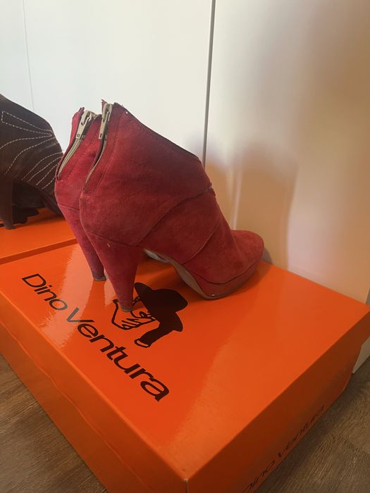 Botine/ghete piele interior ext 37 rosii comode