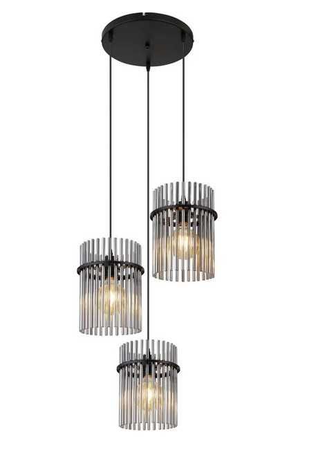 Lampă suspendată  Globo 3x60 W negru-fumuriu