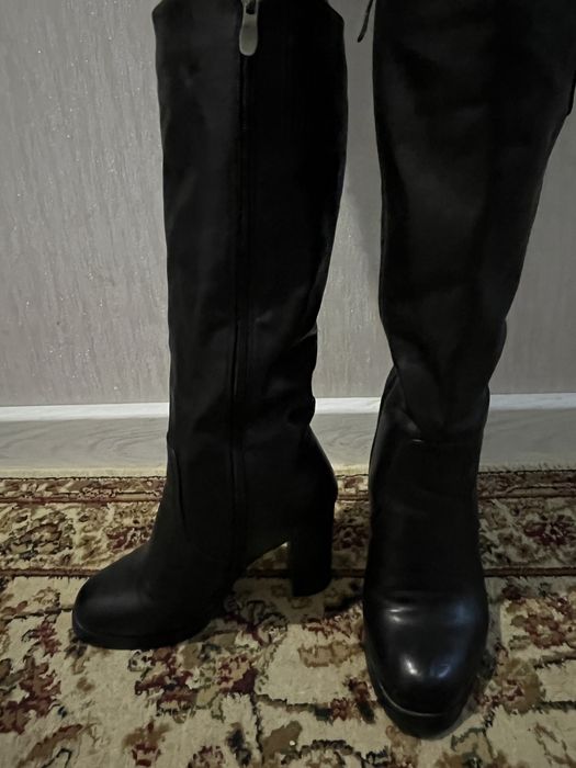 Кожанные зимные сапоги