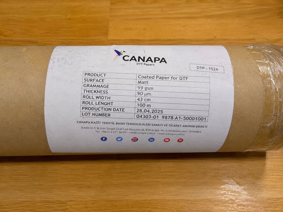 Rolă hârtie DTF Canapa 43 cm × 100 m – Nouă
