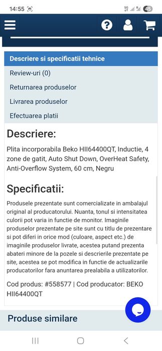 Plita inductie Beko Noua