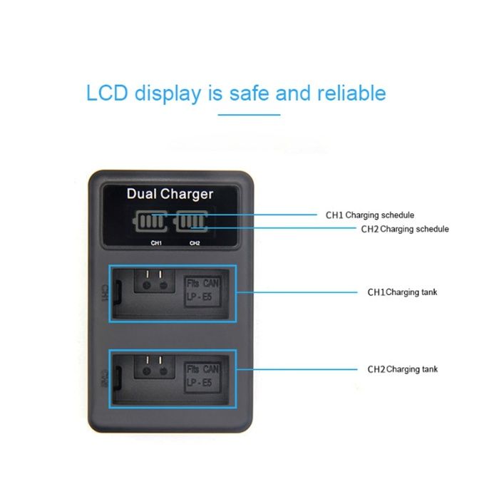 Двойно смарт зарядно LC-E5 за батерии LP-E5 за Canon