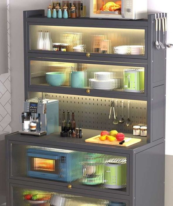 Кухонный сервант с верхней откидной дверцей/Шкаф для посуды