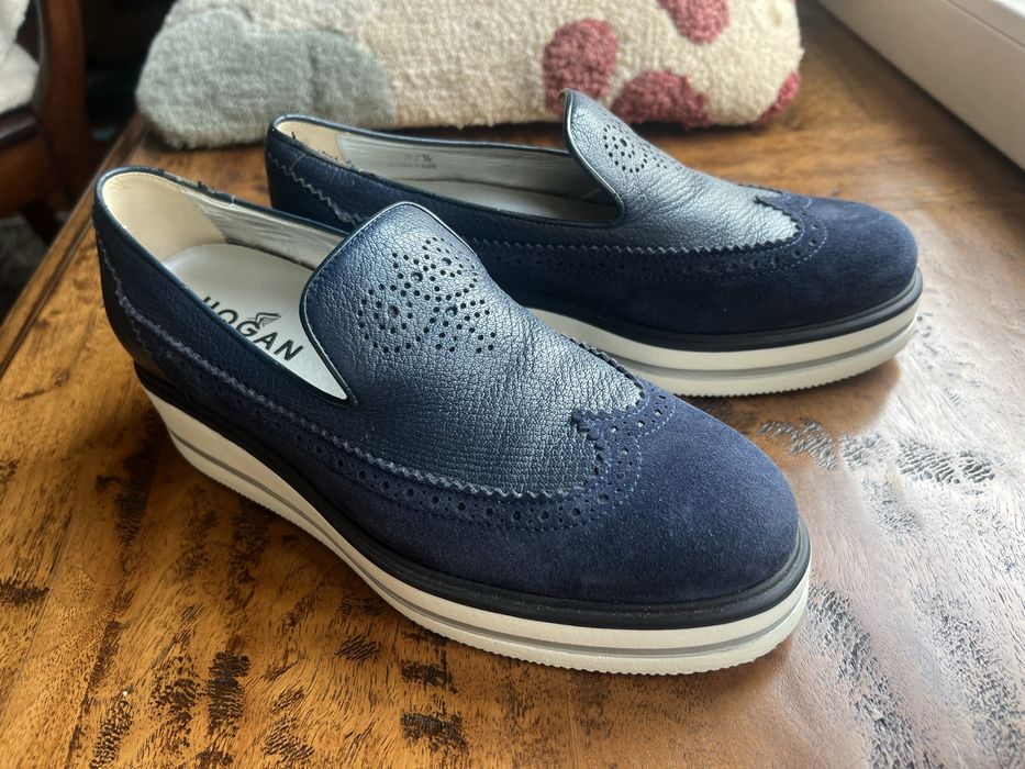 Кожени сини мокасини HOGAN 38 номер