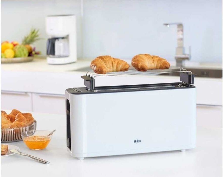 Тостер Braun HT3100WH с 1 слот и 7 нива на изпичане, 1000 W, бял