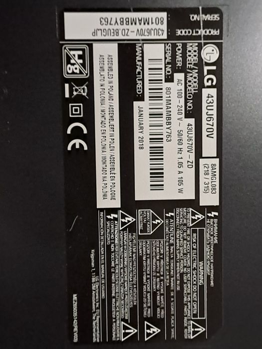 Телевизор LG 43UJ670V