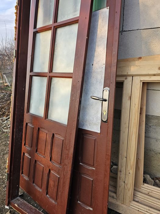 Uși duble lemn masiv 163x225cm - brad
