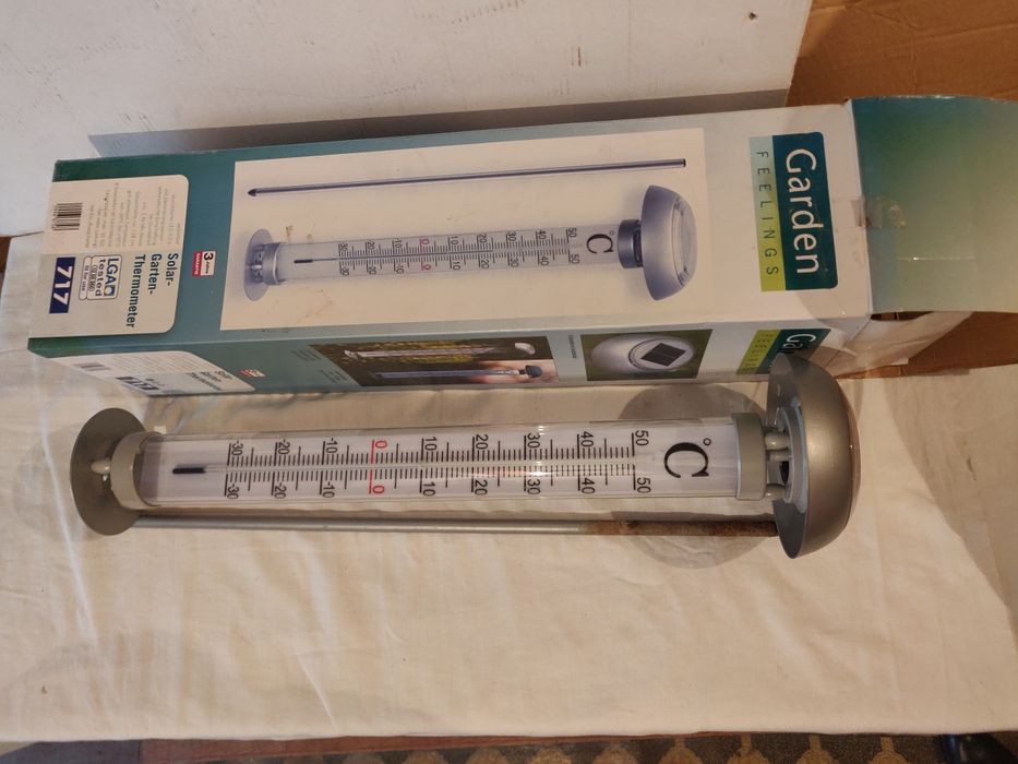 Termometru cu lampă solara si lampi solare pt. grădină