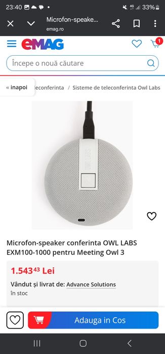 Microfon-speaker conferinta OWL LABS EXM100-1000 pentru Meeting Owl 3