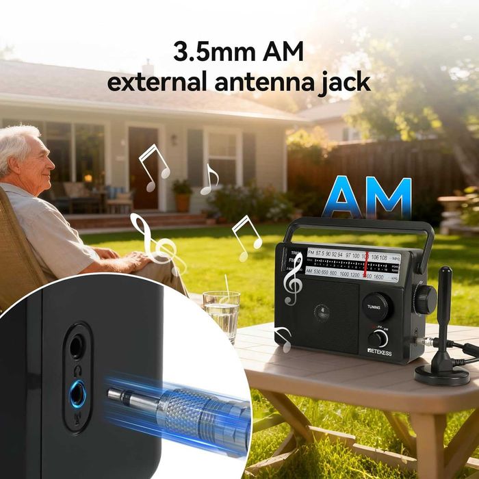 Retekess TR633 портативен ​​FM/AM радиоприемник/радио,с кабел за 220V и на батерии