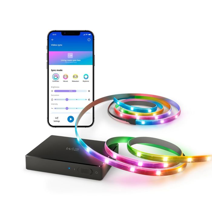 Bandă LED RGBIC pentru televizoare WiZ HDMI Sync Box cu