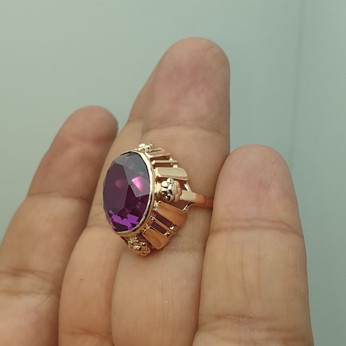 Ссср Рига завод Кольцо с Корунд Александритом 583пробы 18.5размер 7.53