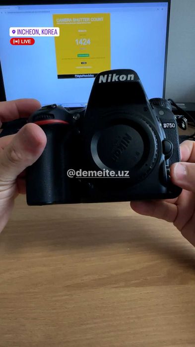 Nikon 750D Body. Probeg: 1.424. Holati: Ideal(Yengide)