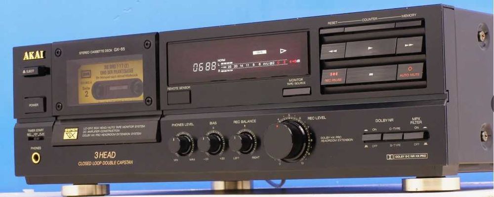 Кассетная дека AKAI GX-65 (Japan) с пультом+кабель+3 кассеты