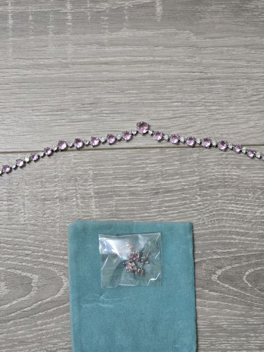 Set bijuterii EVER FAITH – colier și cercei, zirconiu cubic roz