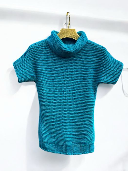 Плетена дамска блуза в петролено синьо