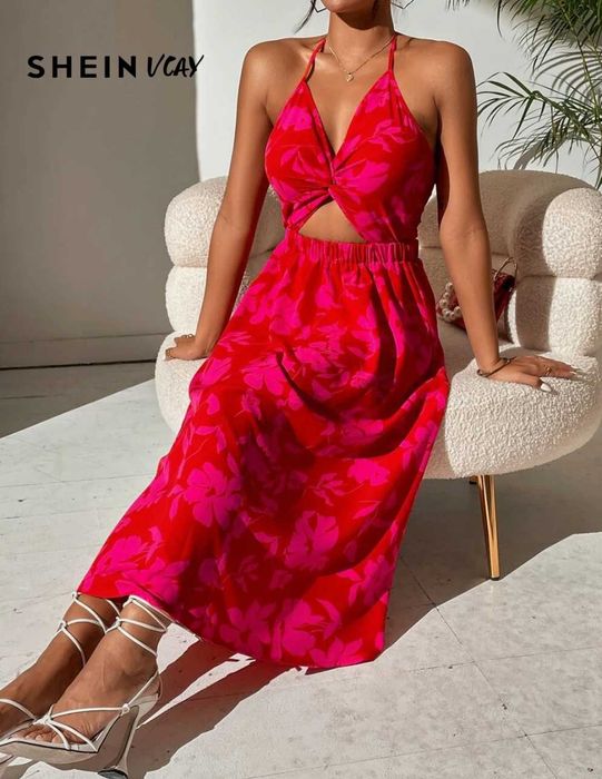 [Shein] Червено-розова лятна рокля