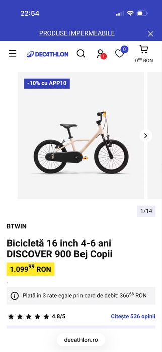 Bicicleta copii BTWIN 16 inch