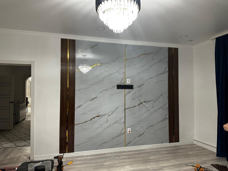 Крашу стены мрамор клею