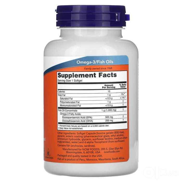 Ультра Омега-3, Рыбий жир, NOW Foods, 90 капсул