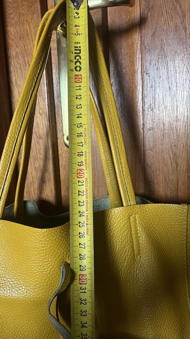 Geanta galbena  shopper piele  naturala italia