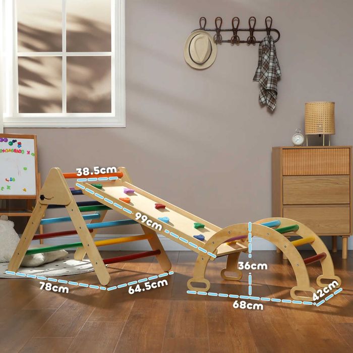 Set de Cățărat 5 în 1 cu Triunghi Montessori, Arcadă şi Rampă