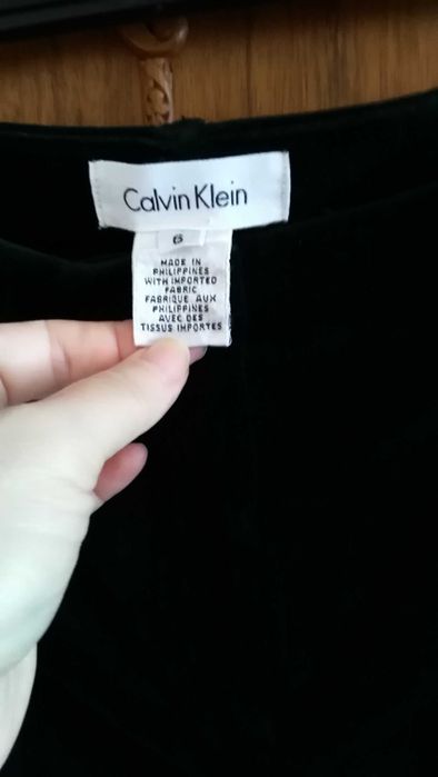 Pantaloni CalvinKlein, catifea de bumbac 98%, verde padure, M/40