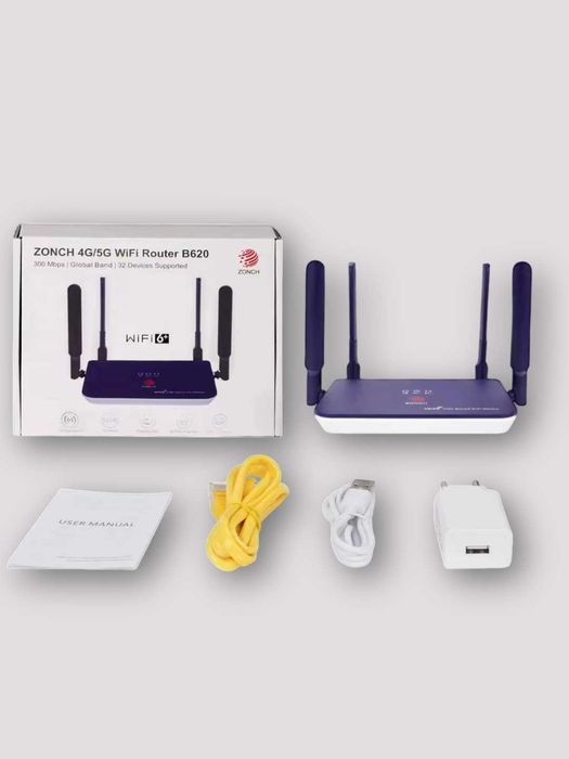 Wi-Fi роутер с SIM картой 4G+, 4 антеннами и LAN портами