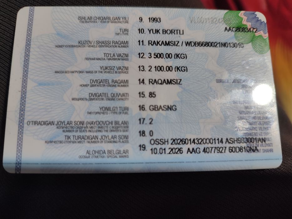 Mers 609 D moʻdel gegant raboʻchi xolat