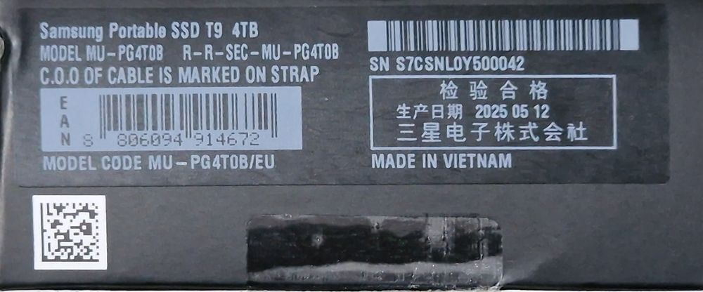 SSD extern Samsung T9 Black, 4TB, USB 3.2, Black