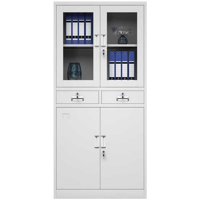 Металлический шкаф для архива со стеклянными дверцами\Шкаф папкаларга