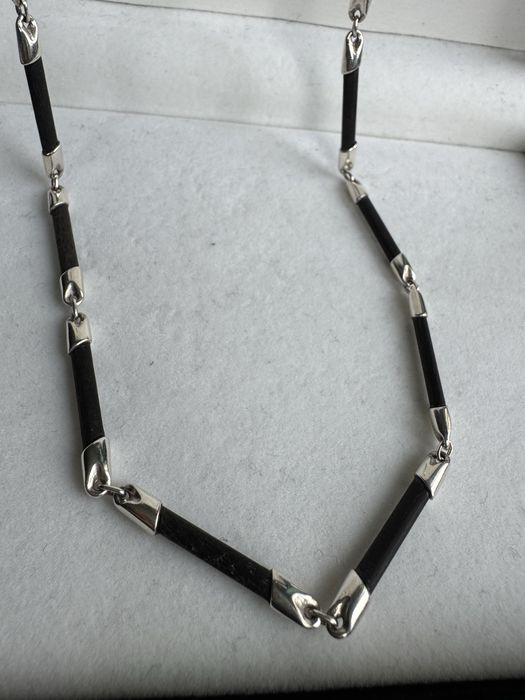 Colier Lapponia din argint si abanos