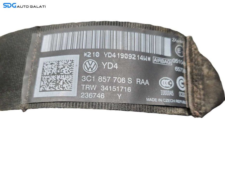 Centura Siguranta Dreapta Fata Volkswagen Passat CC Facelift 2008 - 2012 Cod 3C1857706S [N3686]