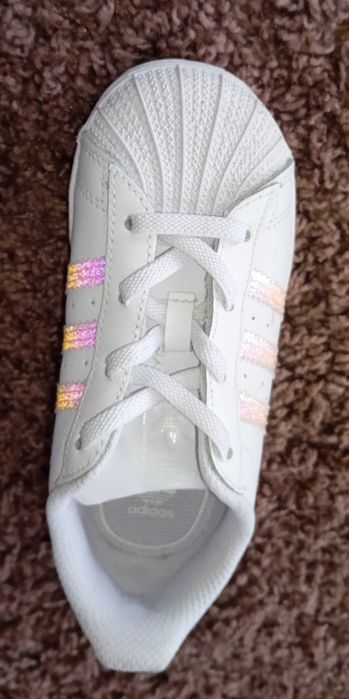 Adidas Superstar I White Iridescent детски маратонки обувки бели нови
