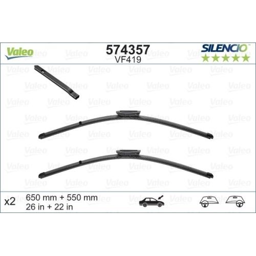 Stergatoare auto Valeo pentru Renault Scenic 2 08.2006-05.2009 650/550mm pentru parbriz