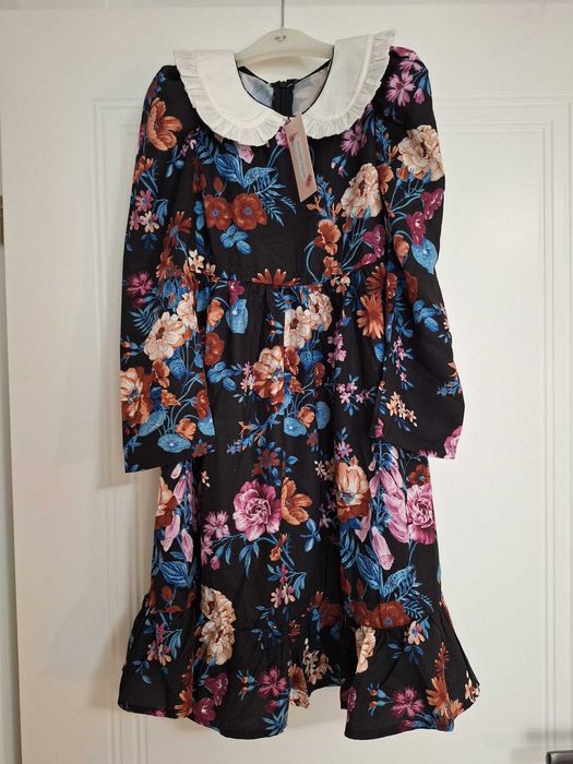 Rochie pentru fete, cu guler si maneca lunga, 7 ani