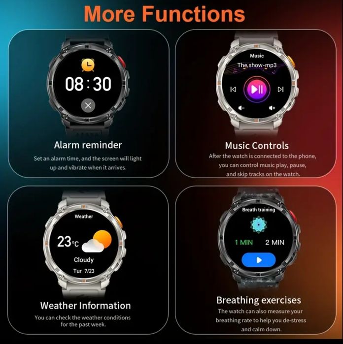 Смарт часовник 1.7 инча HD тъчскрийн 1100mah батерия много функции