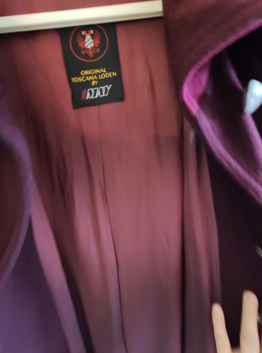 Дълго палто от кашмир в бордо на италианската фирма  TOSKANA LODEN MAY