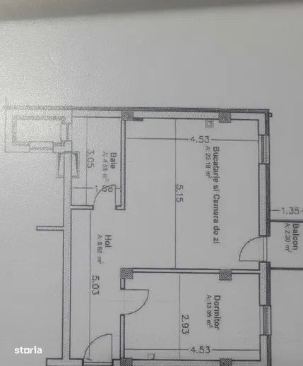 Apartament 2 camere de 49,8mp plus balcon , zona : Floresti