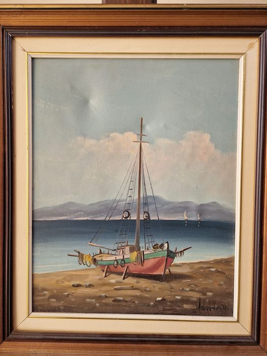 Прекрасна антикварна авторска майсторска картина масло върху платно