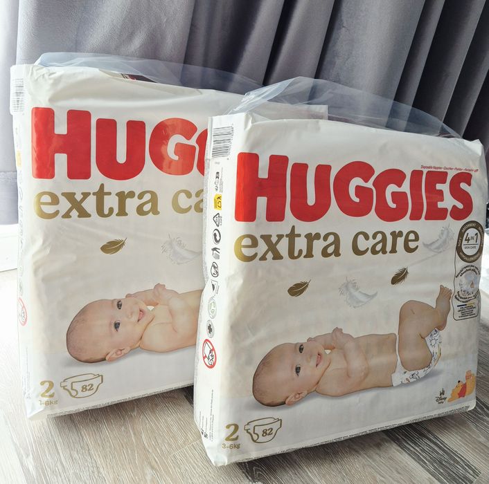 Pachet Scutece Huggies Extra Care 2, Mega, 3-6 kg, 164 buc