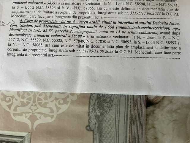 Vand teren intravilan suparfata 1558 m2, pret 15 euor metrul