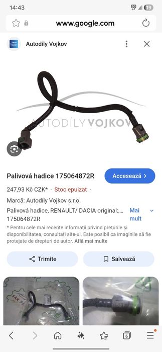 Furtun benzina dacia 175064872R