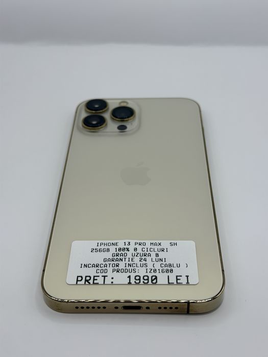 Iphone 13 Pro Max 256GB 100% Auriu Garantie Rate BuyBack - zonemag.ro