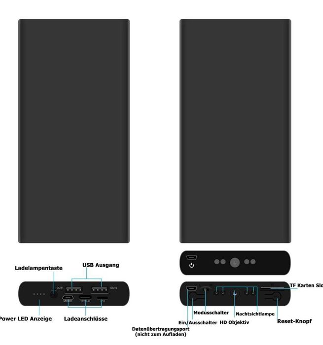 Скрита Камера във външна батерия Power Bank 10000mAh HD 1080P НОВА