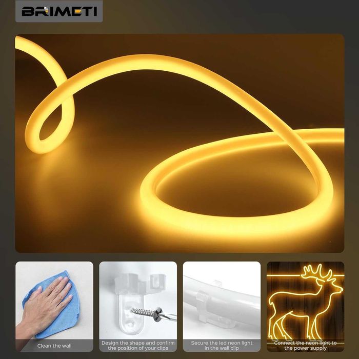 Bandă LED Neon 5 metri, tub LED flexibil de 220 V, rotund, la 360°