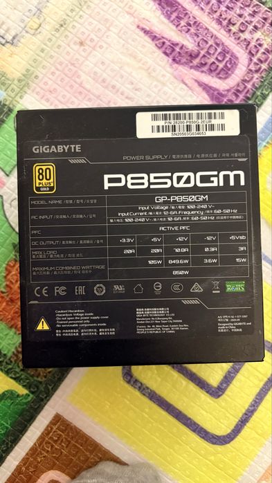 Gigabyte P850GM – 850W, 80+ Gold, Full Modular